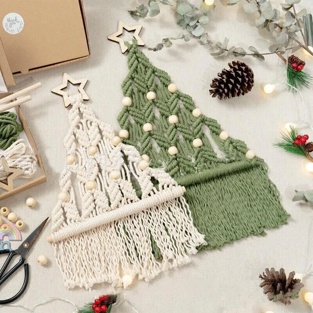 2PCS Weihnachtsbaum DIY Kit Gewebte Makrame Weihnachtsbaum Set Wandhänge Dekor