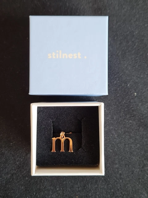 Initial Kette mit M Anhänger Buchtaben Halskette 24k Gold Vermeil Stilnest