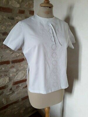 CHEMISIER CORSAGE ERSA femme coton T.38/40 VINTAGE 50 cotton woman blouse sz S/M