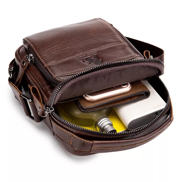 Mens Messager Handbag Crossbody Bags Genuine Leather Business Shoulder Backpack