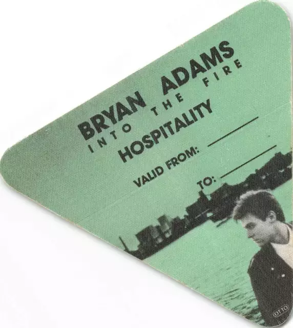 Bryan Adams Backstage Pass 1987 Green Cloth Hospitality Pass Variant