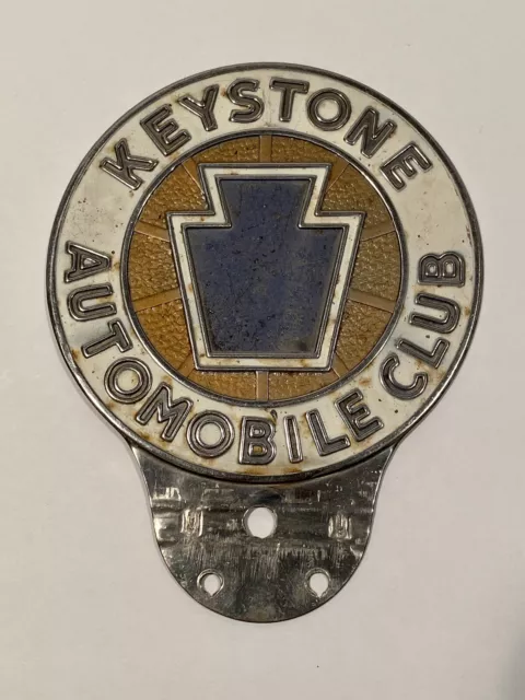 Vintage KEYSTONE AUTO CLUB Pennsylvania License Plate Topper AAA Badge Antique