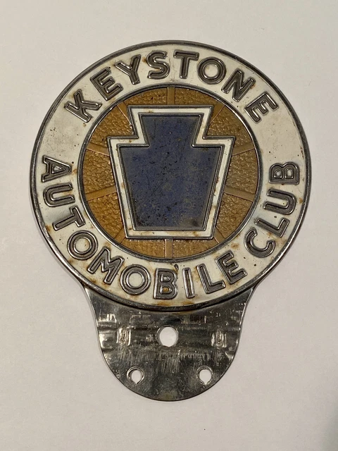 Vintage KEYSTONE AUTO CLUB Pennsylvania License Plate Topper AAA Badge Antique