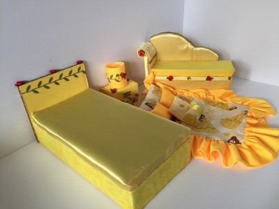 Barbie,Ever After High.furniture Bedroom Set:Bed,sofa,lamp:Beauty and the Beast 10