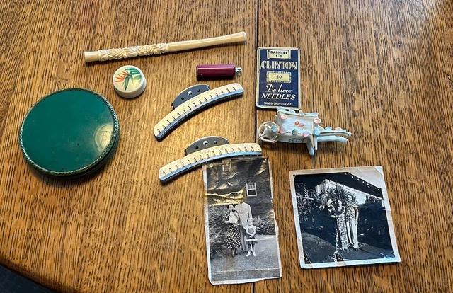 Antique Items Found In Suitcase  From Estate Sale  - Pics/ Mirror/ Lipstick/ Ec.