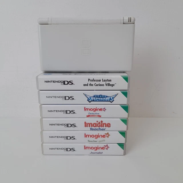 Nintendo DS Console Game Bundle x6 White Imagine Professor Layton  -WRDC