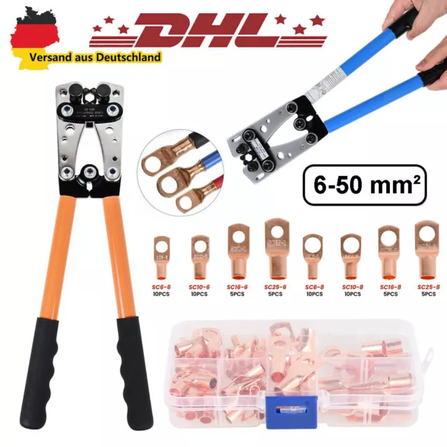 Crimpzange Für Kabelschuhe 6-50mm² + 200x Kabelsc Produktbild-Vorschau 2