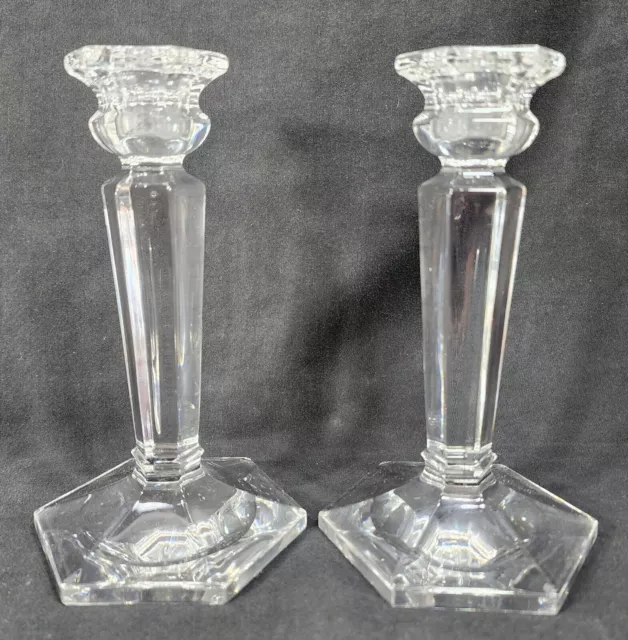 Set of 2 MIKASA CAMBRIDGE LEAD CRYSTAL 6 1/2" Candleholders BEAUTIFUL! 2