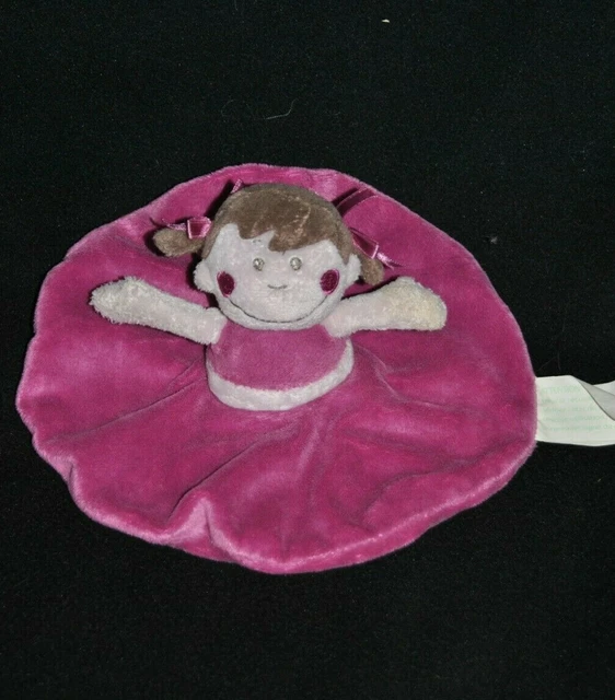 Doudou Plat Poupée KIMBALOO La Halle Fille Rond Prune Rose Violet Peluche TTBE