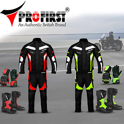Motorbike Racing Suit Waterproof Mens Motorcycle Boots Jacket Trouser Gloves Set