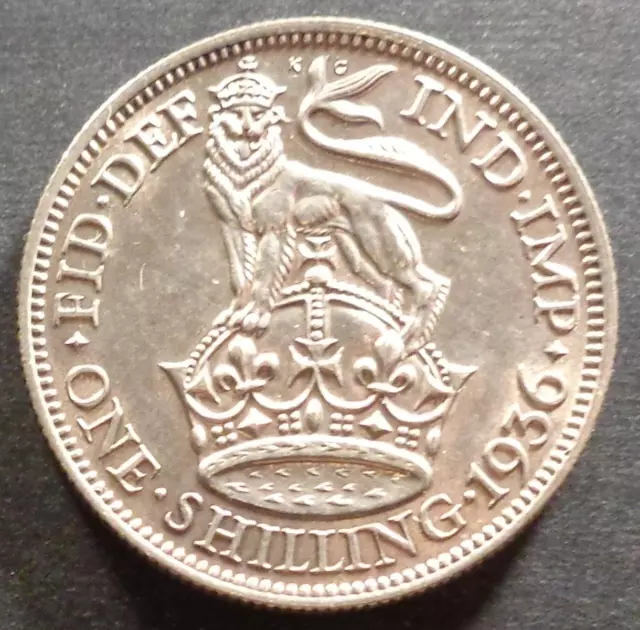 Great Britain - George V, Silver One Shilling, 1936, toned