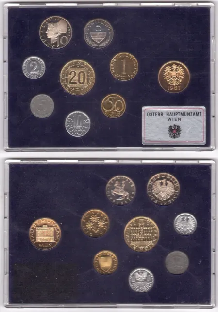 Austria - set 8 coins 2 5 10 50 Groschen 1 5 10 20 Schilling + token 1981 Proof