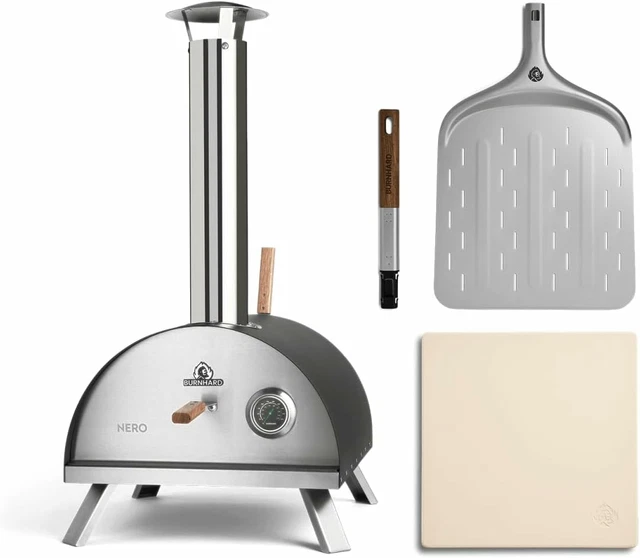 Burnhard Pizzaofen Nero Outdoor Ofen Backofen Pizzastein Grillofen Gas schwarz
