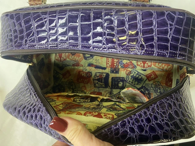 Samantha Brown Travel Bag Weekend Purple Carry On Croc Embossed 7