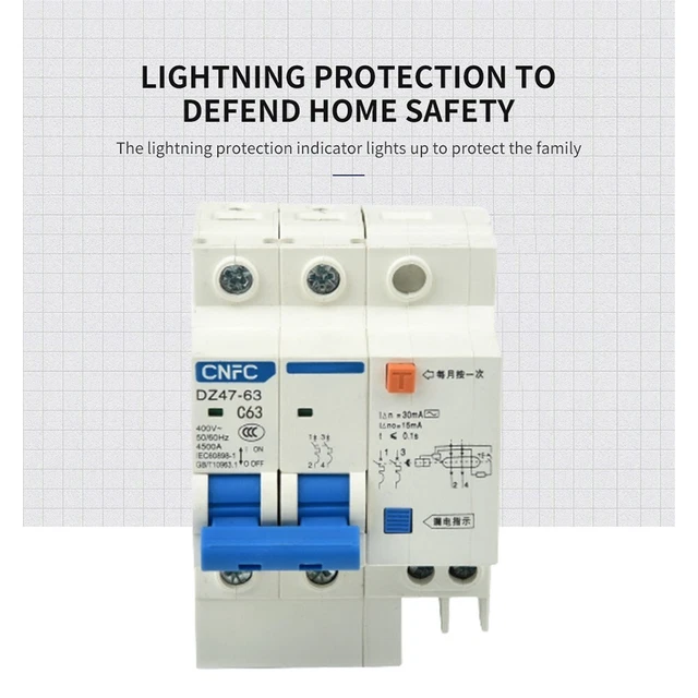 Interruttore protezione linea 2 poli 1 pz 30 mA 8 KV AC 220V-250 V protezione chiusura terra