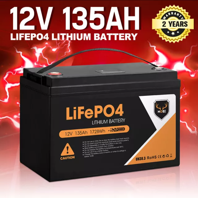Mobi 12V 135AH Lithium Iron Phosphate Battery LiFePO4 Deep Cycle