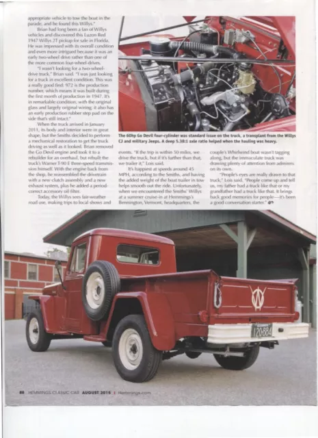 1947 JEEP WILLYS 2T PICKUP TRUCK 3 page COLOR Article