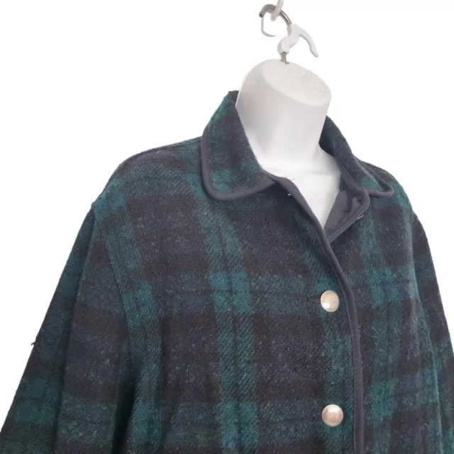 Vintage Woolrich Womens Wool Blend Plaid Blazer Jacket Buttons Pockets Medium.