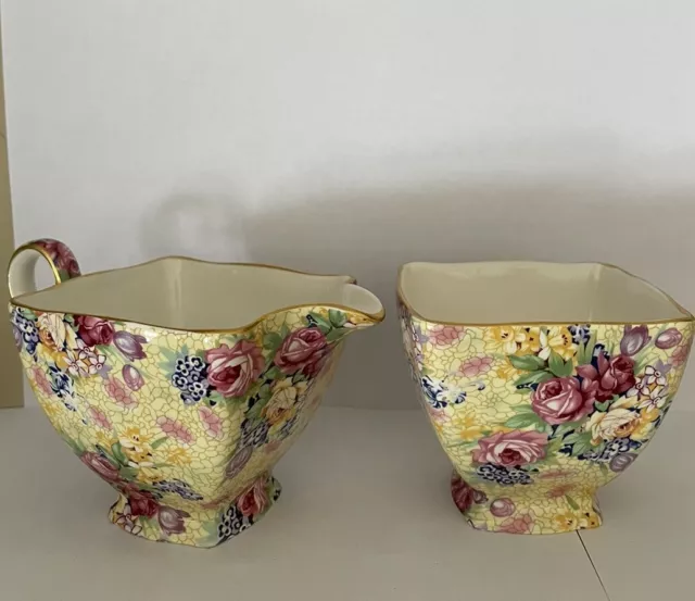 Royal Winton Grimwades Welbeck Chintz Sugar & Creamer Made In England Vtg 1995