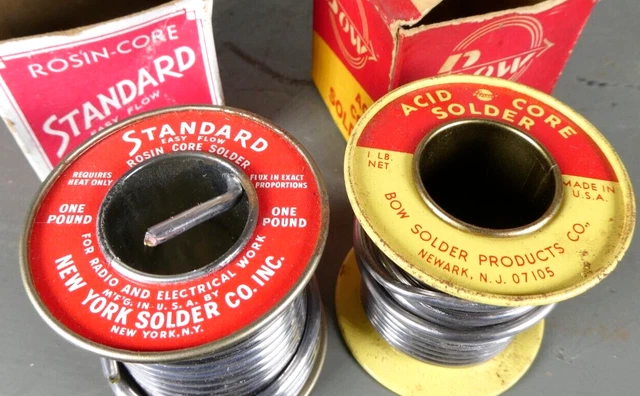 2 1LB VINTAGE Spools Bow .100 Acid and Standard NYS .125 NOS Rosin