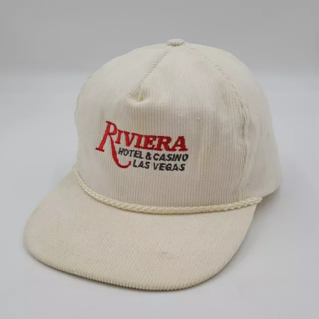 Vintage Corduroy Riviera Hotel & Casino Las Vegas Rope Strapback Hat Distressed