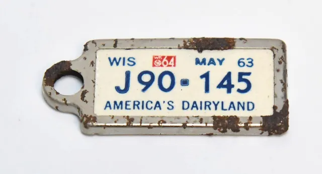 Vintage May 1963 Wisconsin Disabled American Veterans Keychain License Plate