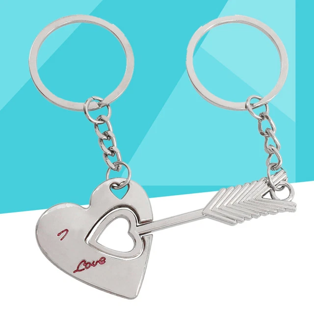 2 Pcs/Set Pendentif En Alliage Porte-clés Cadeaux De Couples Évider
