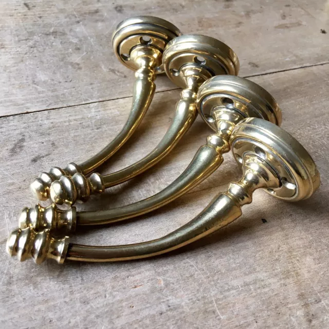 X1 SINGLE Antique Brass Coat Hook Victorian Original Reclaimed Old Vintage