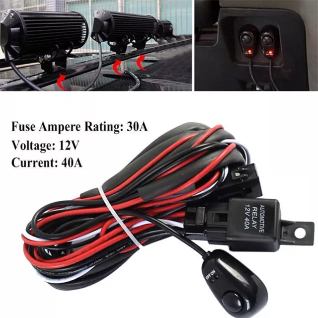 Kit barra fendinebbia led cablaggio telecomando 12 V 40 A interruttore stroboscopico relè*H7