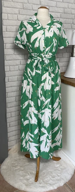 Robe Longue Verte Et Blanche à Motifs Floraux – Neuve Avec étiquettes, Tailles 36/38