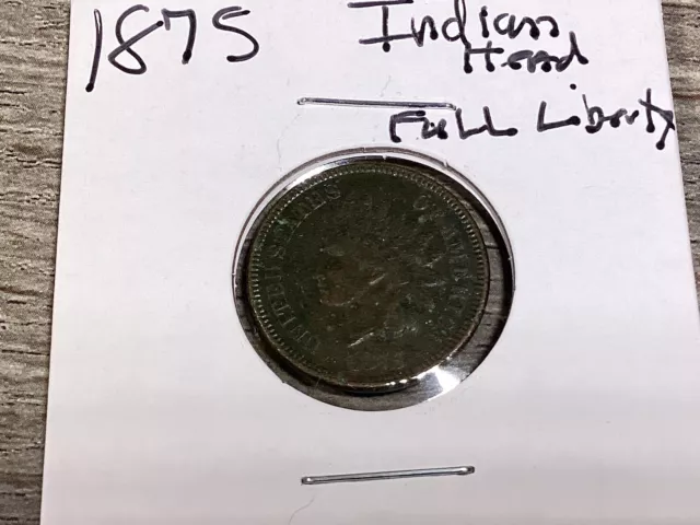 1875 Indian Head Cent Penny-w/FULL LIBERTY-092923-0048