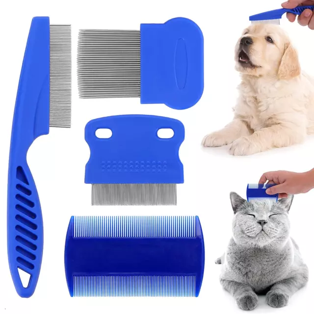 Cat Dog Flea Comb, Pet Tear Stain Remover Comb Set Pet Dog Cat Grooming Comb