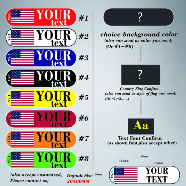6pcs/set Personalised Flag DIY Text Color Name Stickers Bike Cycle Helmet Decals