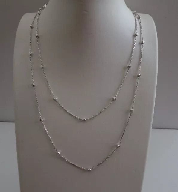 36'' Long  Diamond Cut Beaded Italian Made Necklace / 925 Sterling Silver