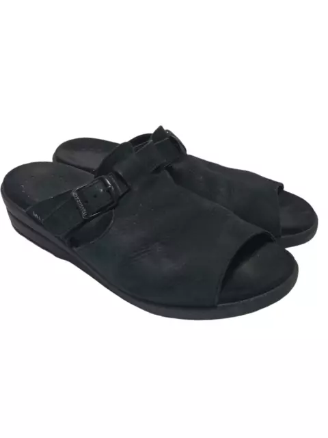 Mephisto Black Wedge Slides Sandals Nubuck Leather Shoes Womens SZ EU 40 US 10