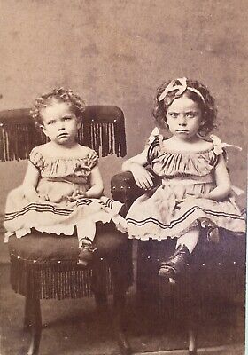 Antique 1860’s CDV Photo 2 Cute Young Girls Sisters Show Attitude Civil War Era