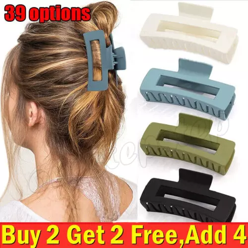 Women Girls Large Hair Claw Clamps Clips Rectangle Claw Clip Hair Accessories:UK