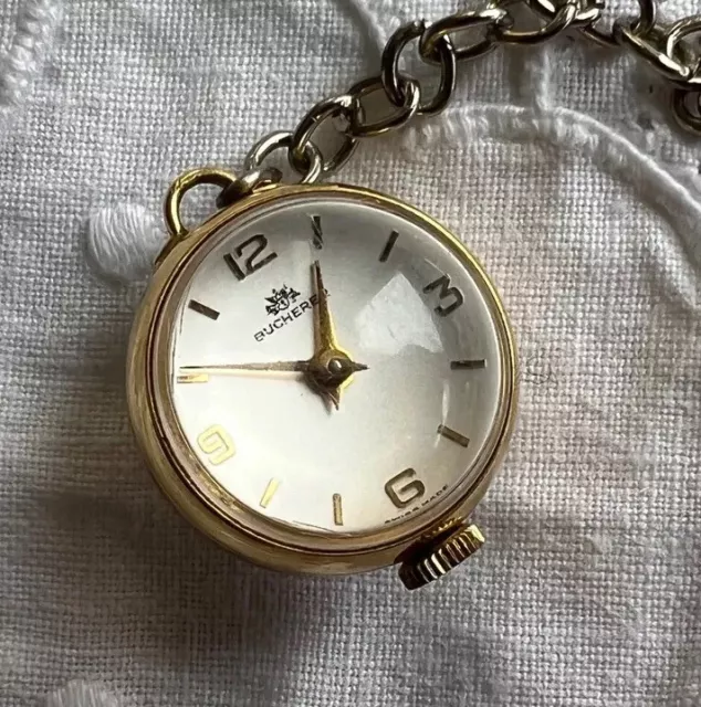 Vintage BUCHERER ball pendant watch 15 jewels mecanical - working - Gold plated