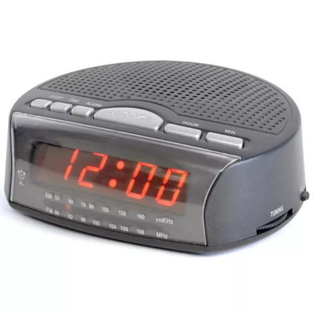 Lloytron AM/FM Radio Alarm Clock LED Display Bedside with Sleep Timer and Snooze