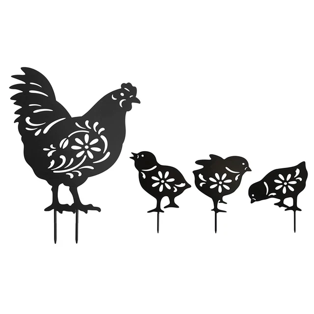4 Stck. Hahn Henne Tiere Pfähle Hahn geformt Hofpfahl Eisen lebendiges Huhn