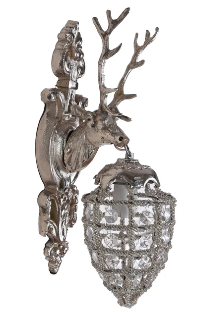 Wall Lamp Antique Hunting Trophy Deer Lamp Antler Light Silver Decorative Light