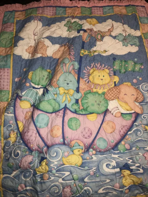 VTG 70's  Nursery Rhyme Toddler Baby Blanket 80’s Comforter