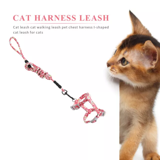 T0# Adjustable Cats Leash Walking Chest Strap Pet Traction Rope (Pink L)