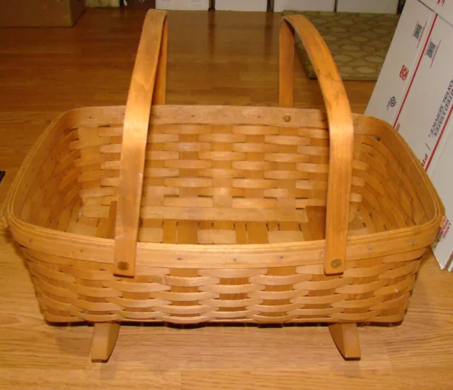 1996 Longaberger Cradle Basket, 18.5 in. Duel Handles, Rocking