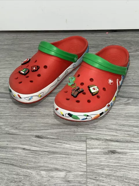 AUTHENTIC CROCS CHRISTMAS Lights Holiday Clogs Red Shoes Size Men s 8 Women s 10 40.00 PicClick