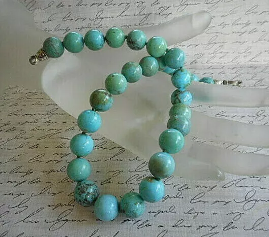 Whitney Kelly Sterling Silver Bold 14 MM Turquoise Beaded Necklace  30K7A