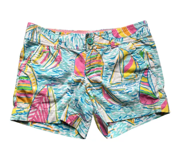 Lilly Pulitzer You Gotta Regatta Sailboat Print Shorts Sz 0