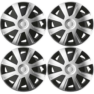 4 x 15" Alloy Look Black & Silver Deep Dish Commercial Wheel Trims Hub Caps Vans