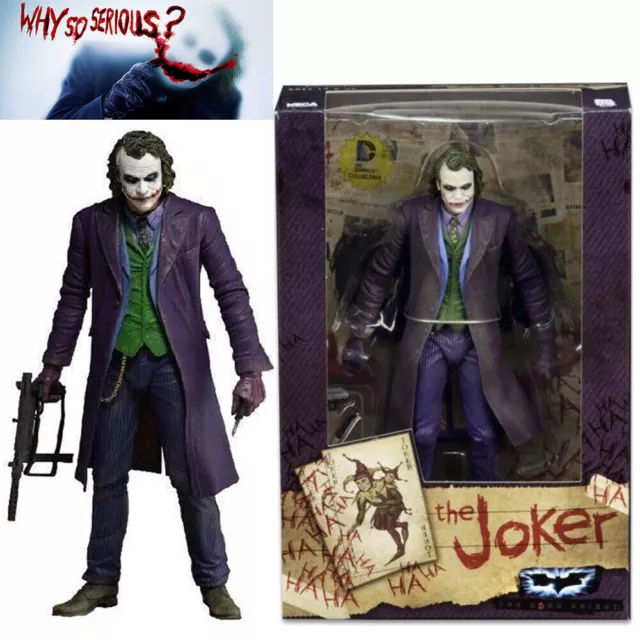 Figura de acción NECA DC Comics Batman Caballero Oscuro Heath Ledger Joker 7" juguete en caja