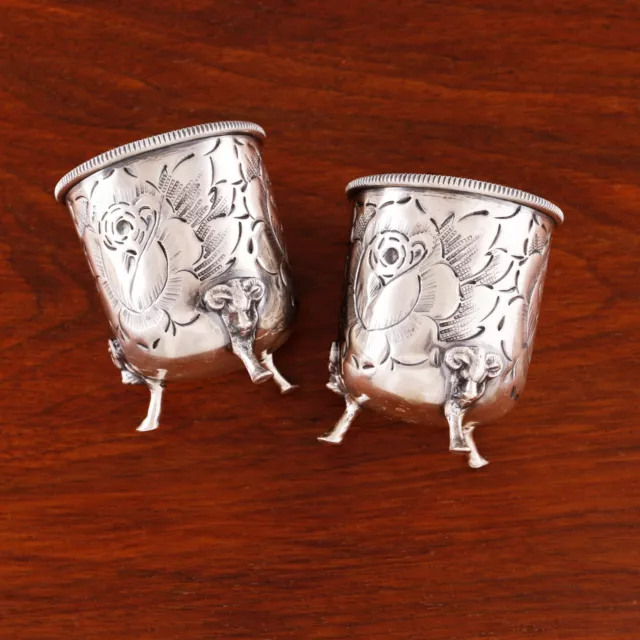 2 American Sterling Silver Cigarette / Toothpick Urns Floral Repousse No Mono